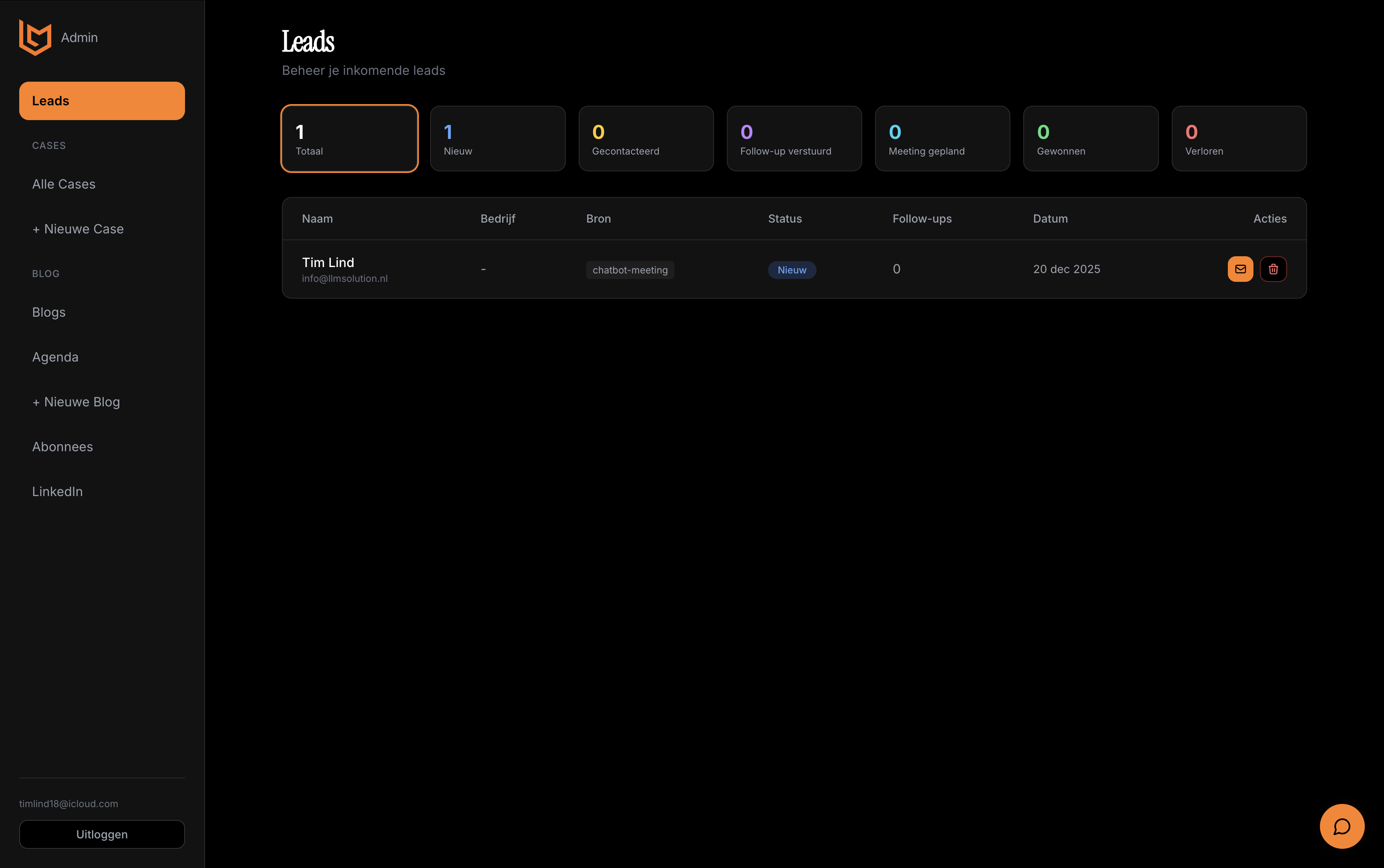 In ons adminpanel kunnen wij vervolgens alles bijhouden. 